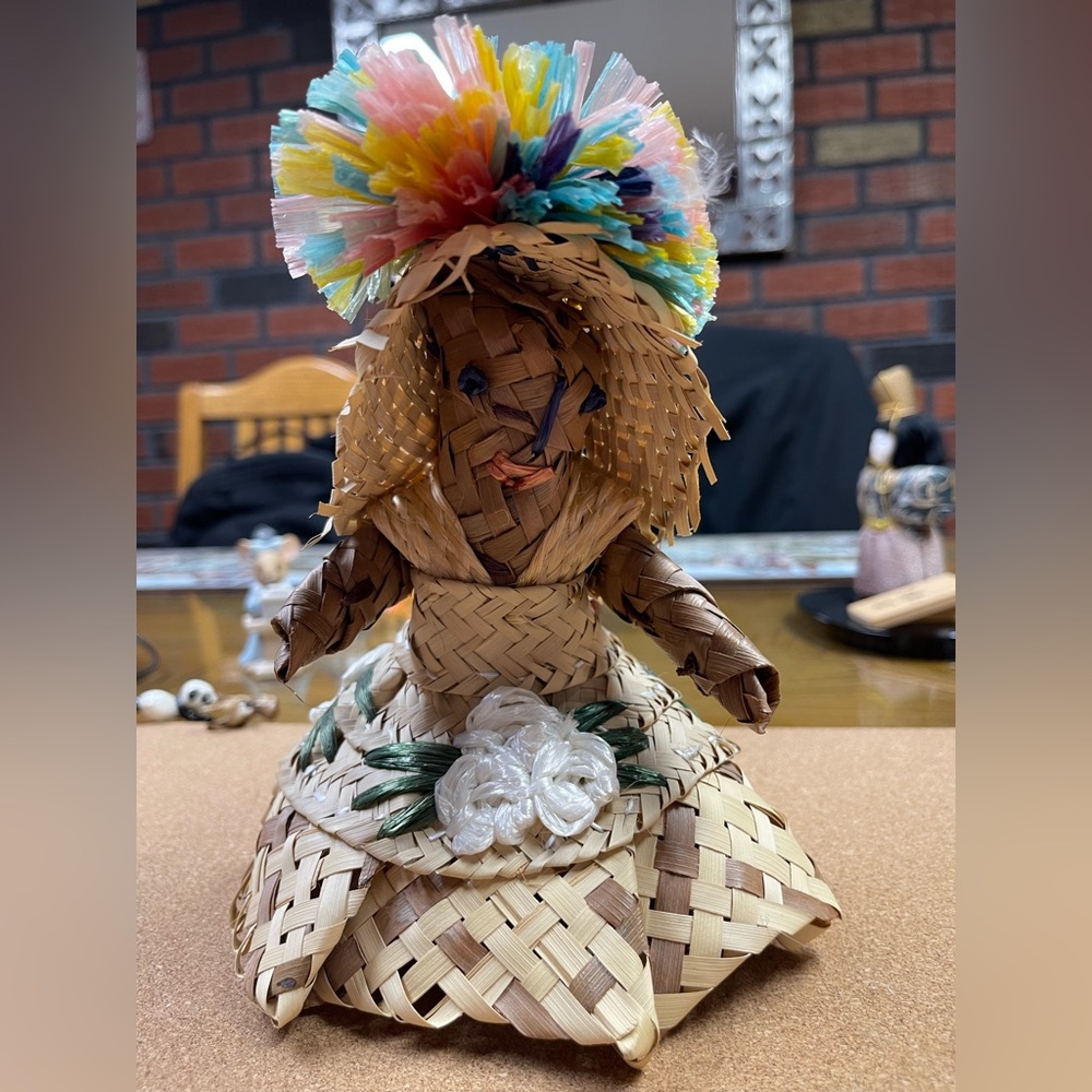 Vintage Bahamas Straw Doll Authentic Handmade
